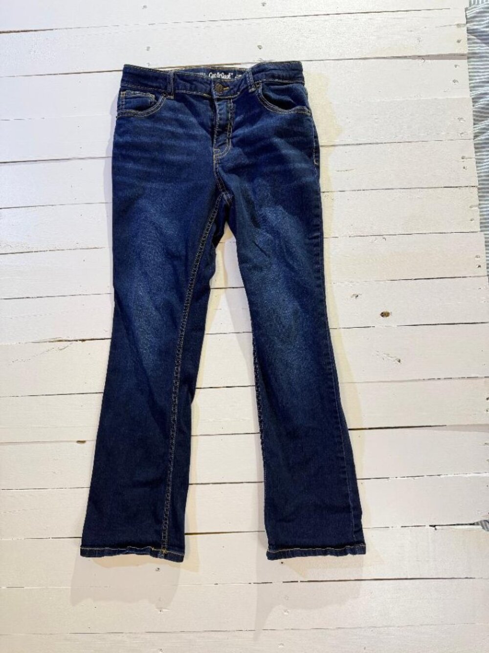 Cat & Jack Girls Size 14 Super Stretch Bootcut Jeans Dark Wash Denim